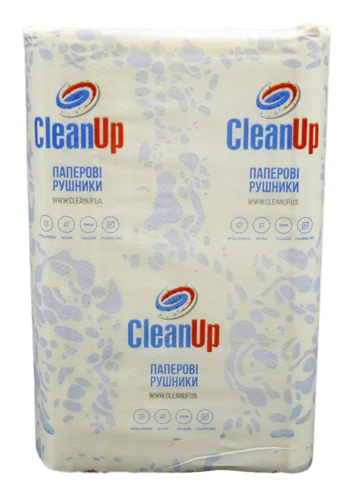 Рушник паперовий Z-складення Luxe 2 шари білі CleanUp 200 аркушів в упаковці